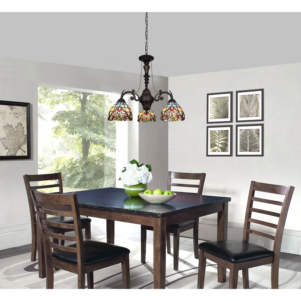 Grenville Victorian-Style Dark Bronze 3-Light Mini Chandelier 24" Wide. Picture 7