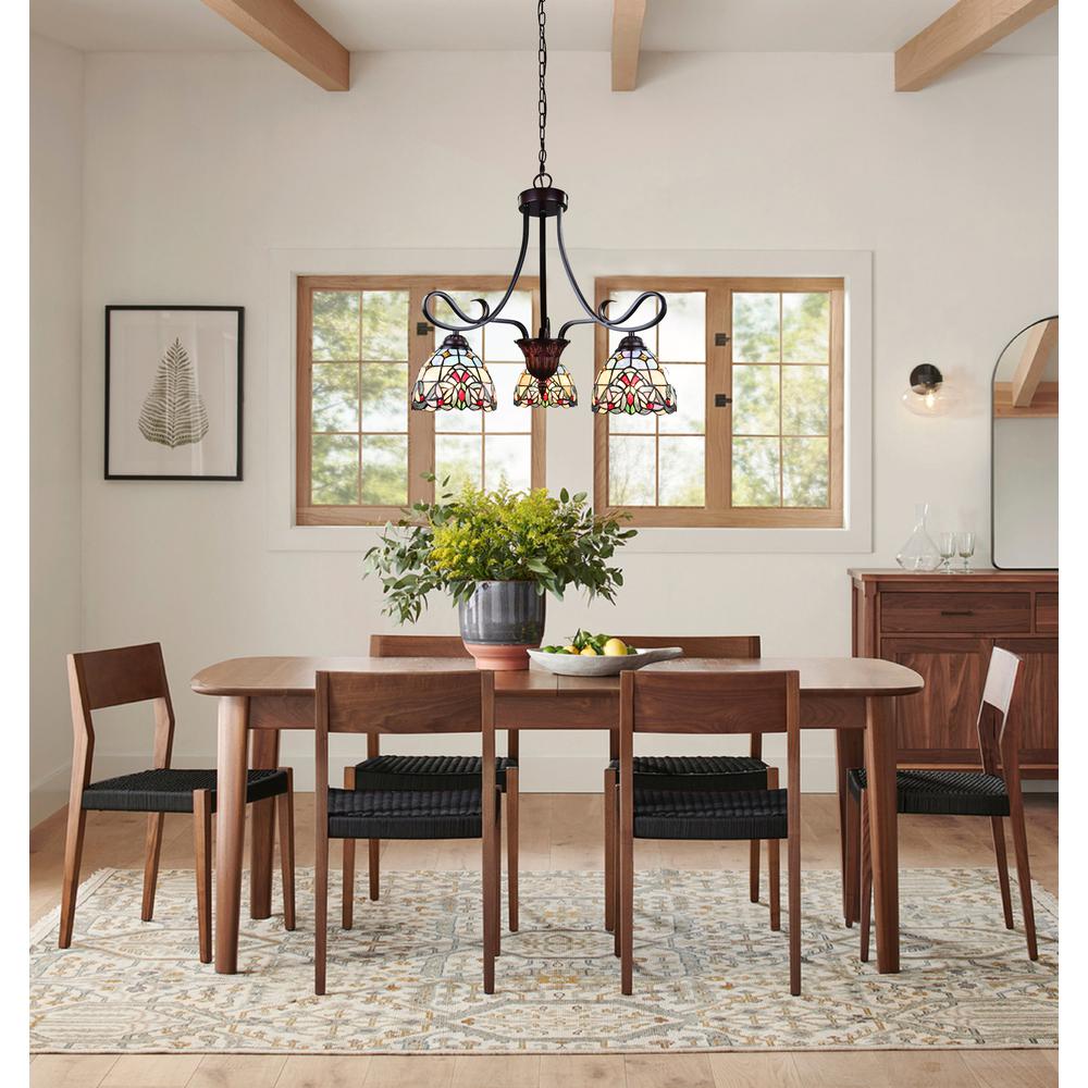 CHLOE Lighting GRENVILLE Tiffany-Style Blackish Bronze 3-Light Victorian Mini-Chandelier 25" Wide. Picture 7