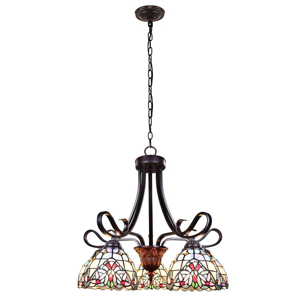 CHLOE Lighting GRENVILLE Victorian Tiffany-Style Dark Bronze 5 Light Chandelier 25" Wide. Picture 1