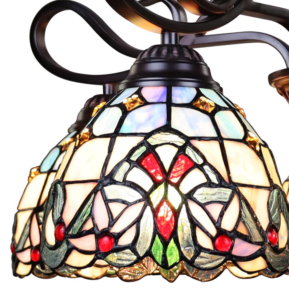 CHLOE Lighting GRENVILLE Victorian Tiffany-Style Dark Bronze 5 Light Chandelier 25" Wide. Picture 5