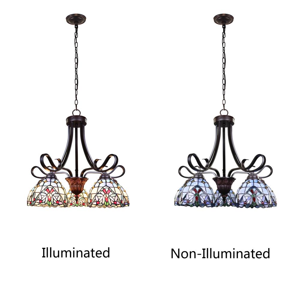 CHLOE Lighting GRENVILLE Victorian Tiffany-Style Dark Bronze 5 Light Chandelier 25" Wide. Picture 6