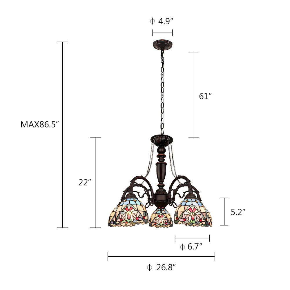 Grenville Victorian-Style Dark Bronze 5-Light Large Chandelier 27" Wide. Picture 8