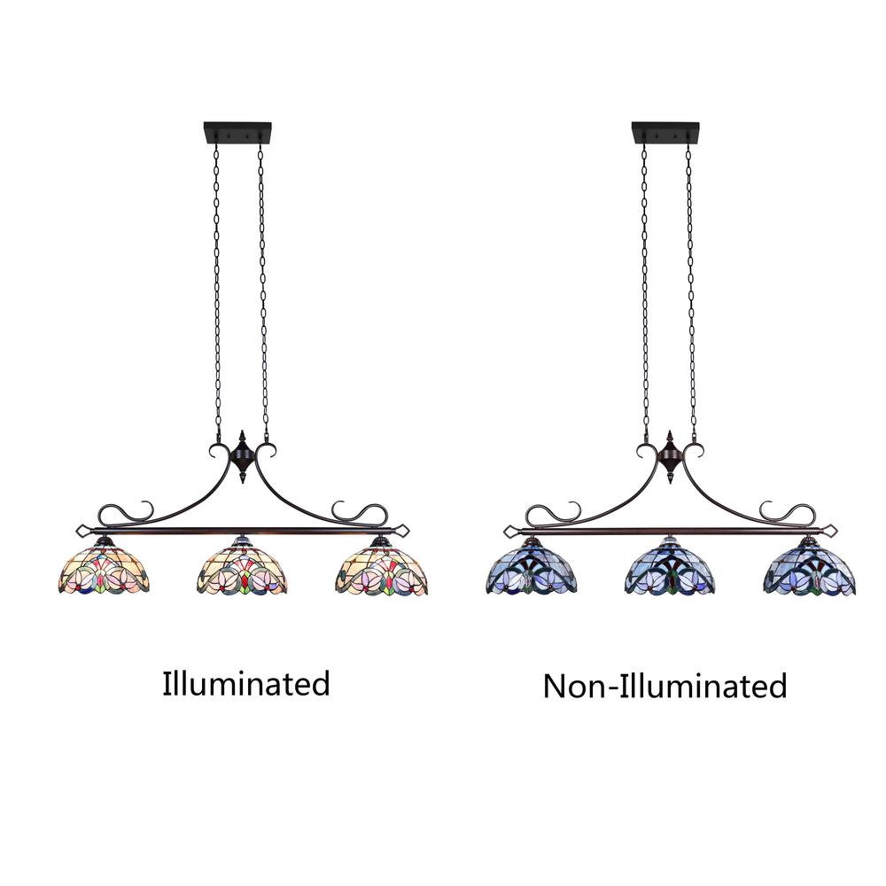 CHLOE Lighting GRENVILLE Victorian-Style Dark Bronze 3 Light Island Pendant 47" Wide. Picture 6