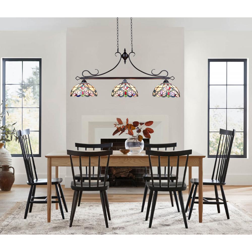 CHLOE Lighting GRENVILLE Victorian-Style Dark Bronze 3 Light Island Pendant 47" Wide. Picture 7