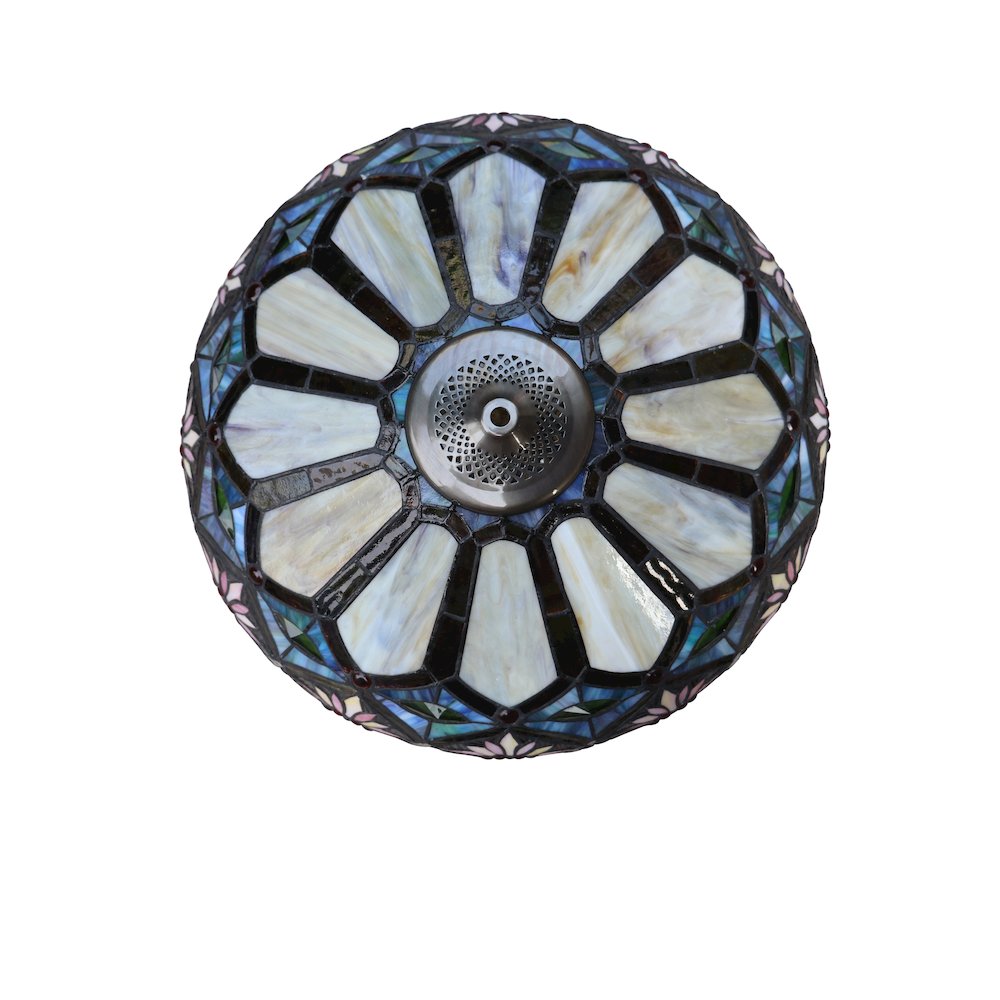 Sunny Tiffany-Style 3-Light Floral Double Lit Table Lamp 18" Shade. Picture 3