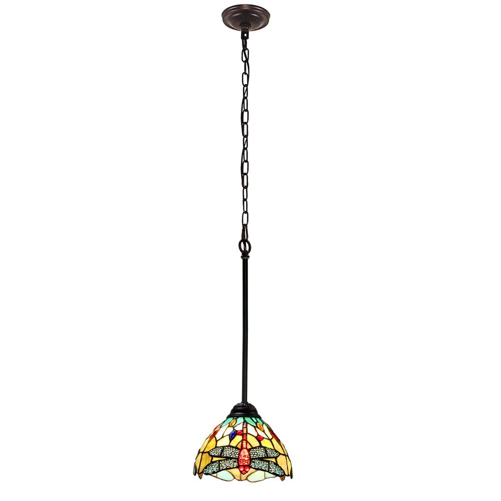 CHLOE Lighting EMPRESS Tiffany-style Dark Bronze 1 Light Mini Pendant 8" Wide. Picture 1