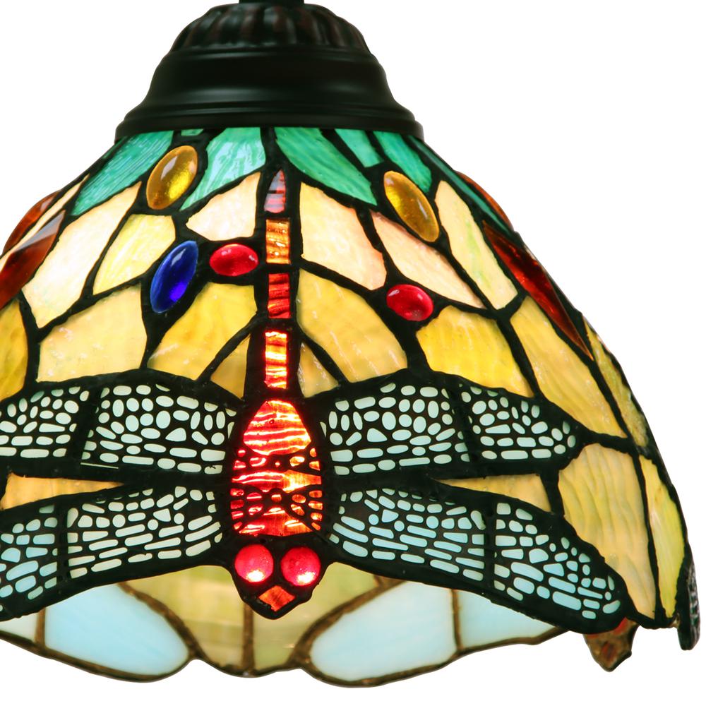 CHLOE Lighting EMPRESS Tiffany-style Dark Bronze 1 Light Mini Pendant 8" Wide. Picture 4