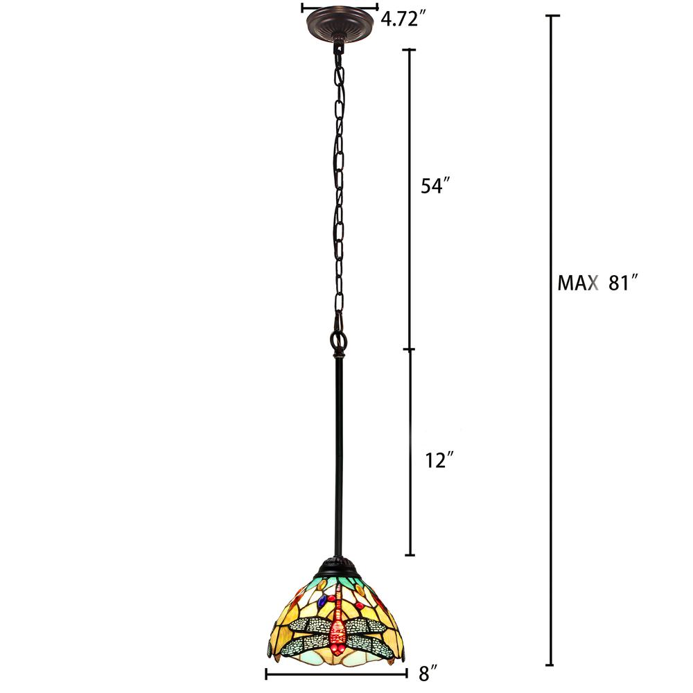 CHLOE Lighting EMPRESS Tiffany-style Dark Bronze 1 Light Mini Pendant 8" Wide. Picture 7