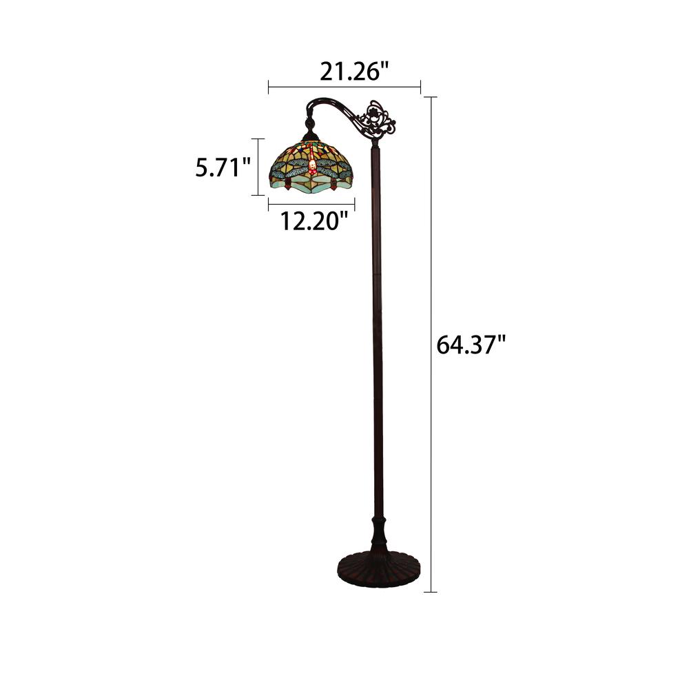 CHLOE Lighting EMPRESS Dragonfly Tiffany-style Dark Bronze 1 Light Reading Floor Lamp 11 " Wide. Picture 6