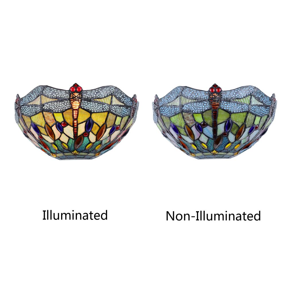 CHLOE Lighting EMPRESS Dragonfly Tiffany-style Dark Bronze 1 Light Wall Sconce 12 " Wide. Picture 2