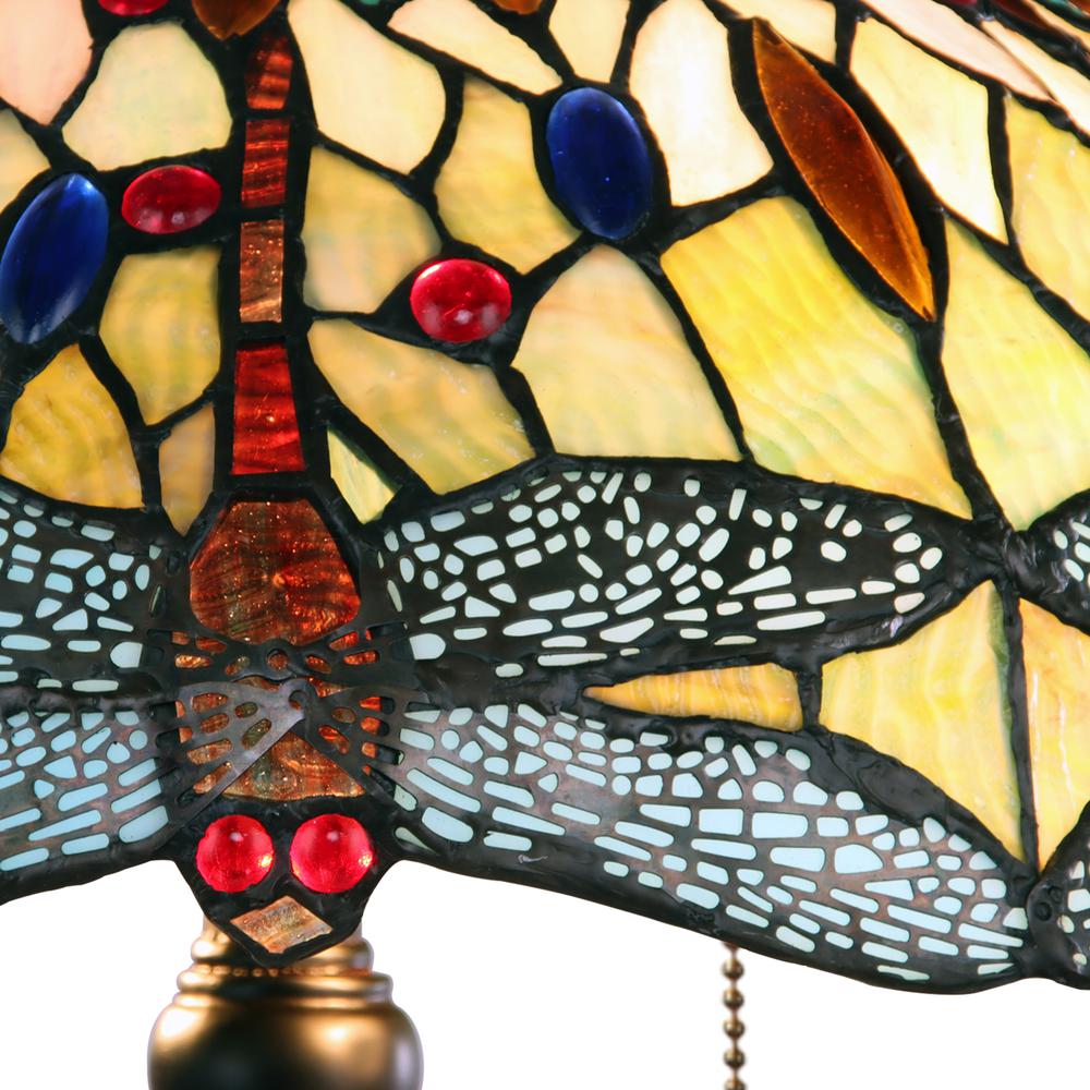 CHLOE Lighting EMPRESS Dragonfly Tiffany-style Dark Bronze 2 Light Table Lamp 16" Wide. Picture 2
