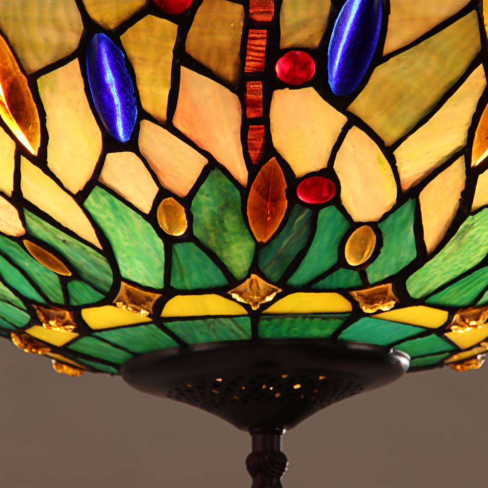 CHLOE-Lighting EMPRESS Tiffany-style Blackish Bronze 3 Light Hanging Pendant 18" Wide. Picture 5