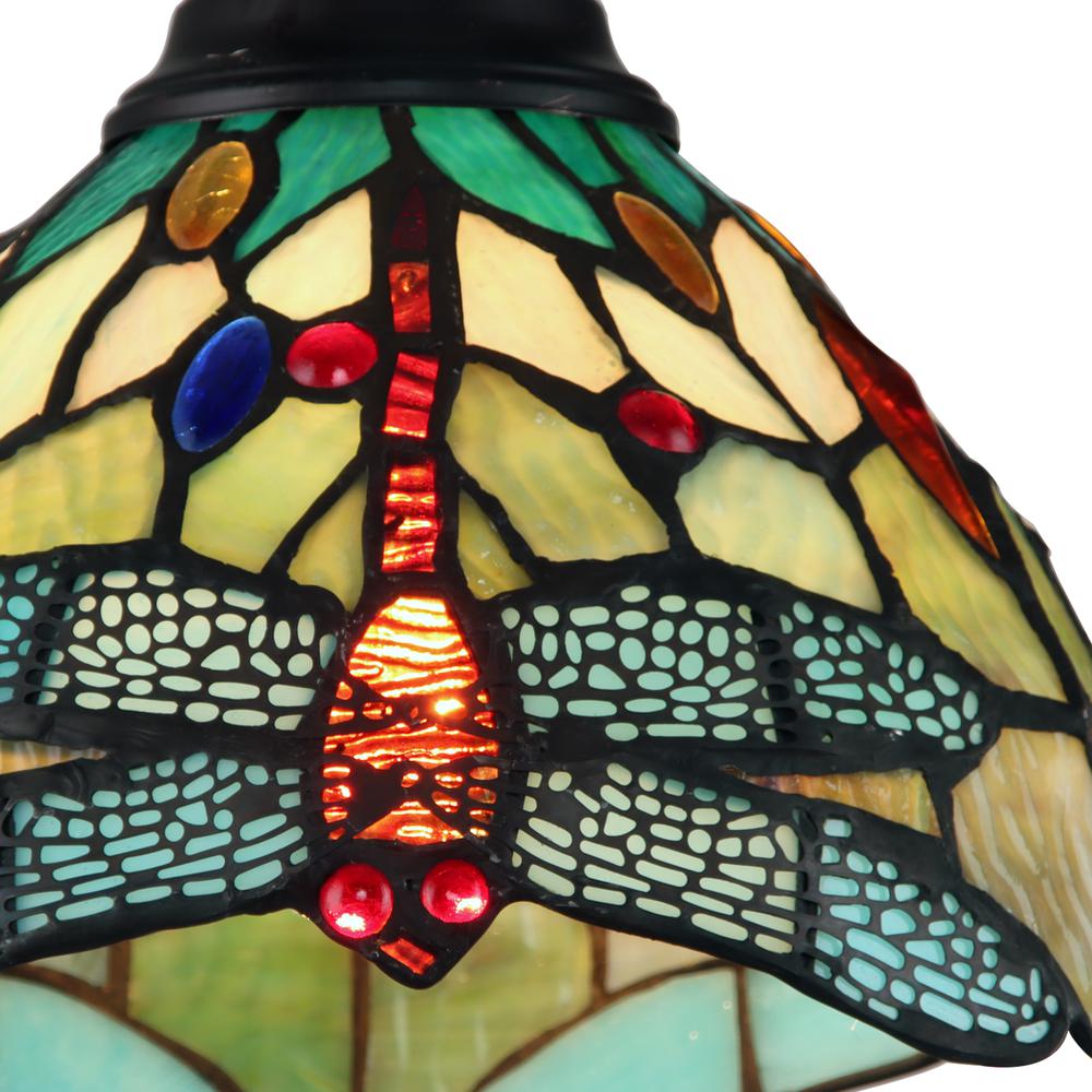 CHLOE Lighting EMPRESS Dragonfly Tiffany-style Dark Bronze 3 Light Mini Chandelier 24 " Wide. Picture 5