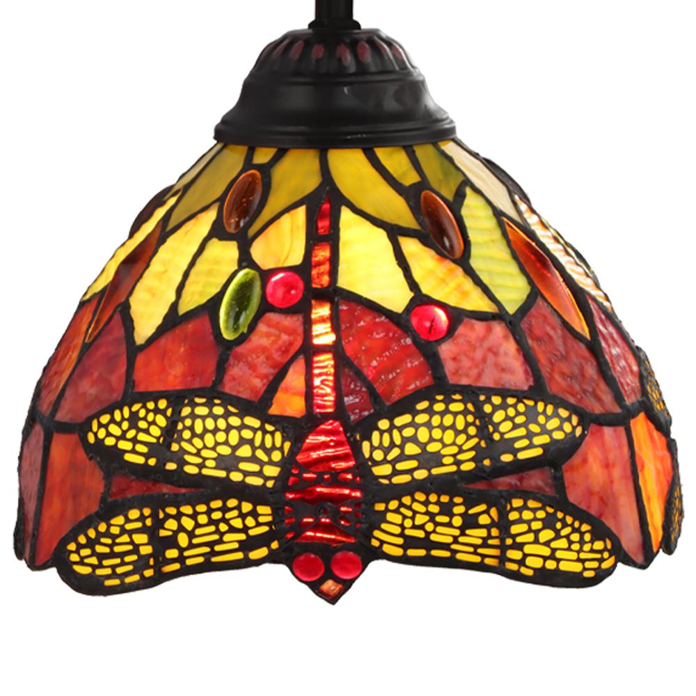 CHLOE Lighting EMPRESS Dragonfly Tiffany-style Dark Bronze 1 Light Mini Pendant 8" Wide. Picture 3