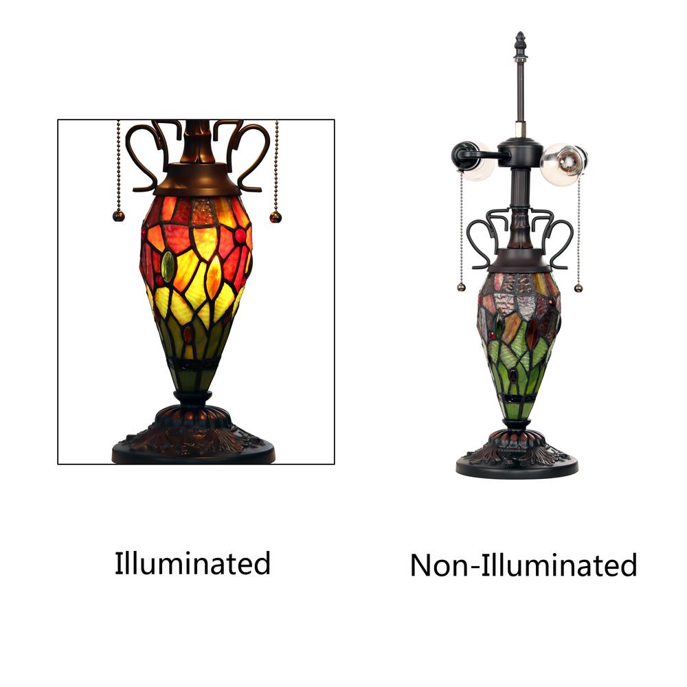 CHLOE Lighting EMPRESS Tiffany-style Dark Bronze 3 Light Double Lit Table Lamp 16" Shade. Picture 3