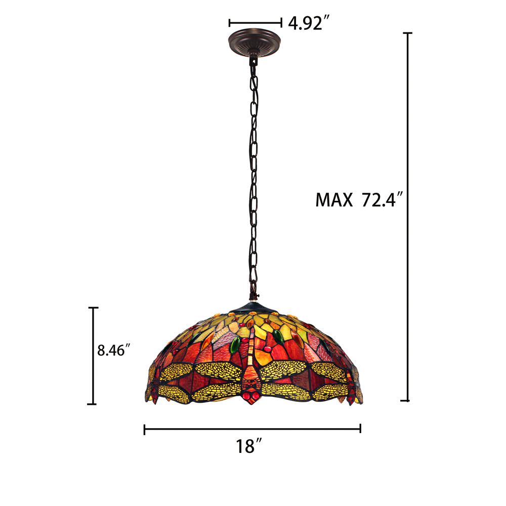 CHLOE Lighting EMPRESS Tiffany-style Blackish Bronze 3 Light Hanging Pendant 18" Wide. Picture 4