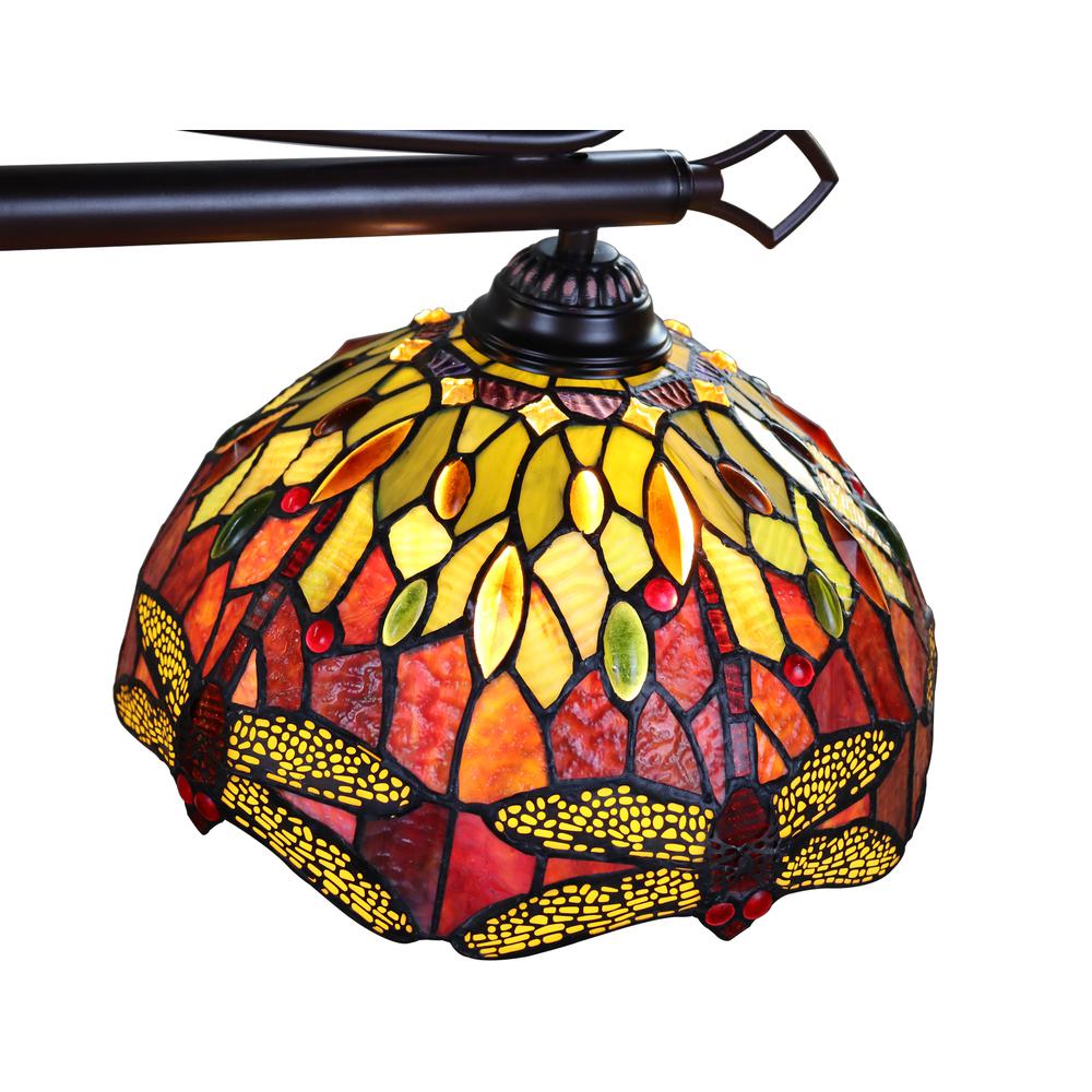 CHLOE Lighting EMPRESS Dragonfly Tiffany-Style Dark Bronze 3 Light Island Pendant 48" Wide. Picture 5