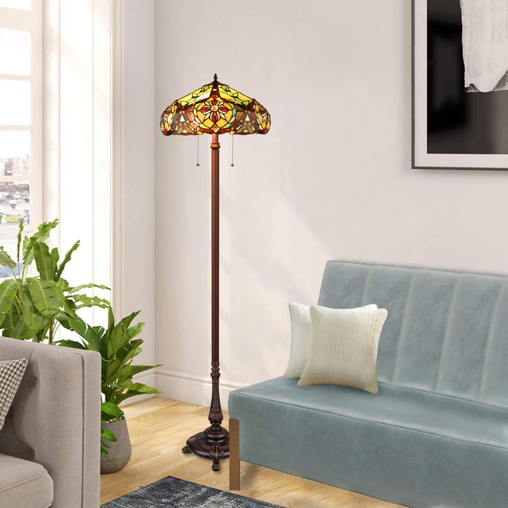CORA Victorian-Style 2-Light Dark Bronze Finish Floor Lamp 18" Wide. Picture 6