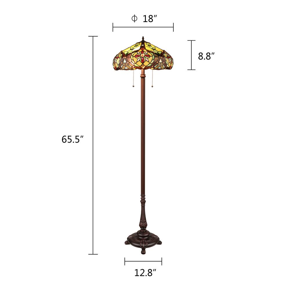 CORA Victorian-Style 2-Light Dark Bronze Finish Floor Lamp 18" Wide. Picture 7