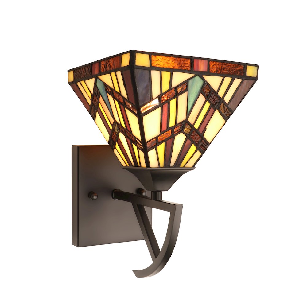 VINCENT Tiffany-Style 1-Light Mission Wall Sconce 6" Shade. Picture 1