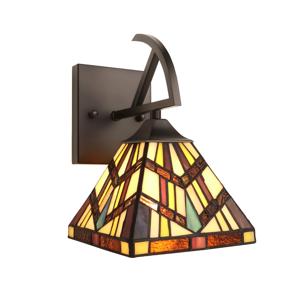 VINCENT Tiffany-Style 1-Light Mission Wall Sconce 6" Shade. Picture 2