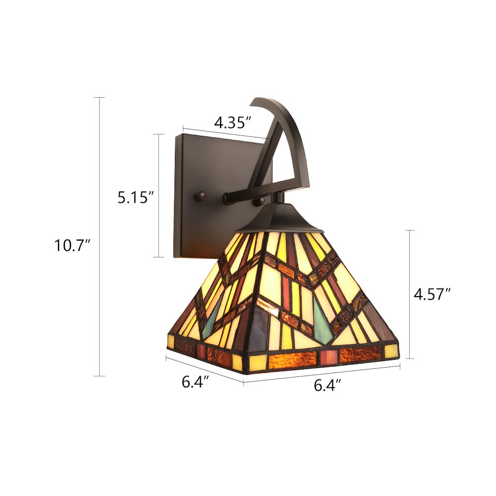 VINCENT Tiffany-Style 1-Light Mission Wall Sconce 6" Shade. Picture 8