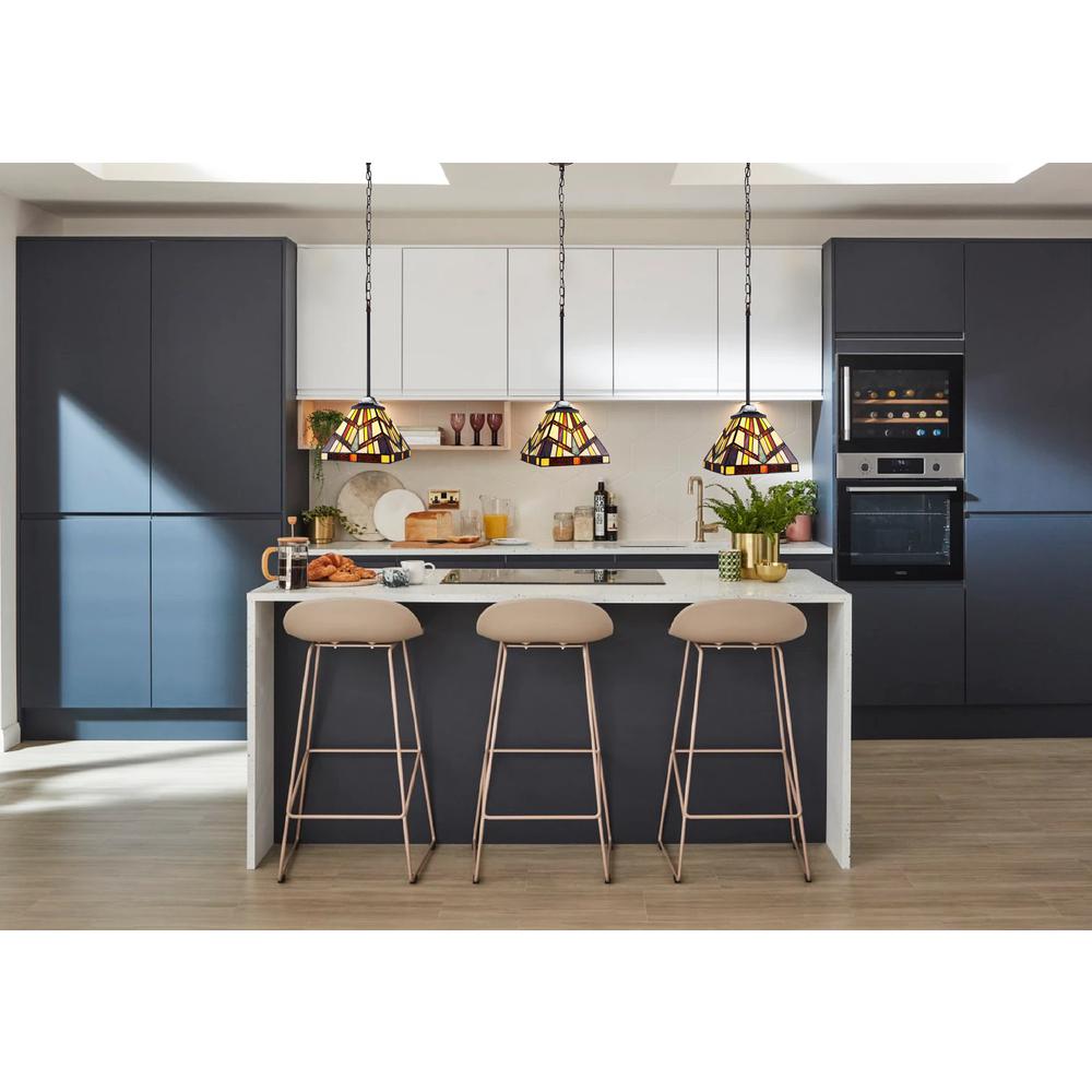 CHLOE Lighting VINCENT Mission Tiffany-style Blackish Bronze 1 Light Mini-Pendant 8" Wide. Picture 5
