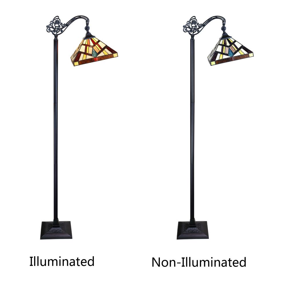 CHLOE Lighting VINCENT Tiffany-Style Blackish Bronze 1-Light Mission Reading Floor Lamp 11" Shade. Picture 4