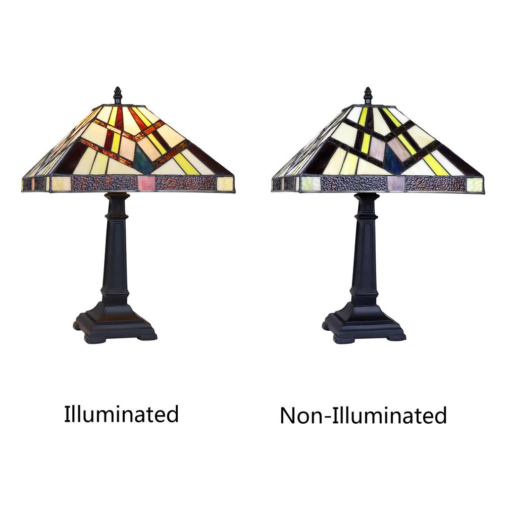 CHLOE Lighting VINCENT Mission Tiffany-Style Blackish Bronze 1 Light Table Lamp 12" Wide. Picture 4