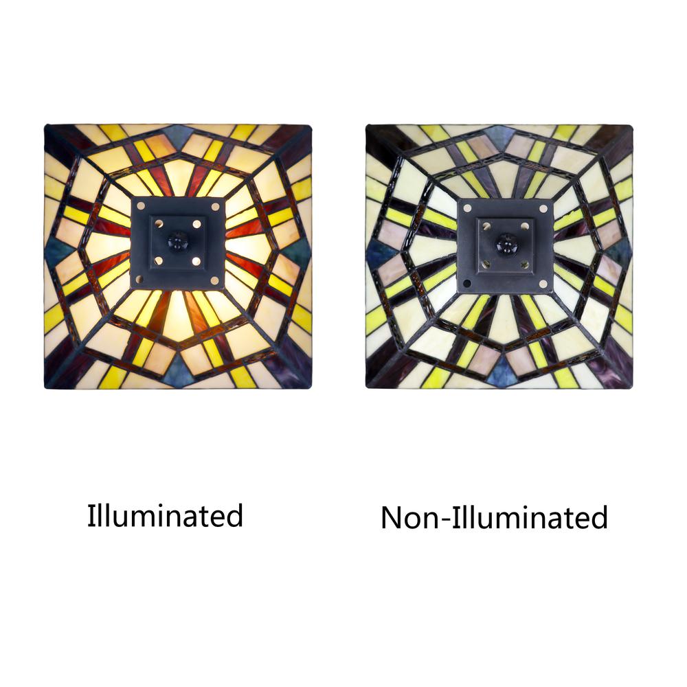 CHLOE Lighting VINCENT Mission Tiffany-Style Blackish Bronze 1 Light Table Lamp 12" Wide. Picture 6