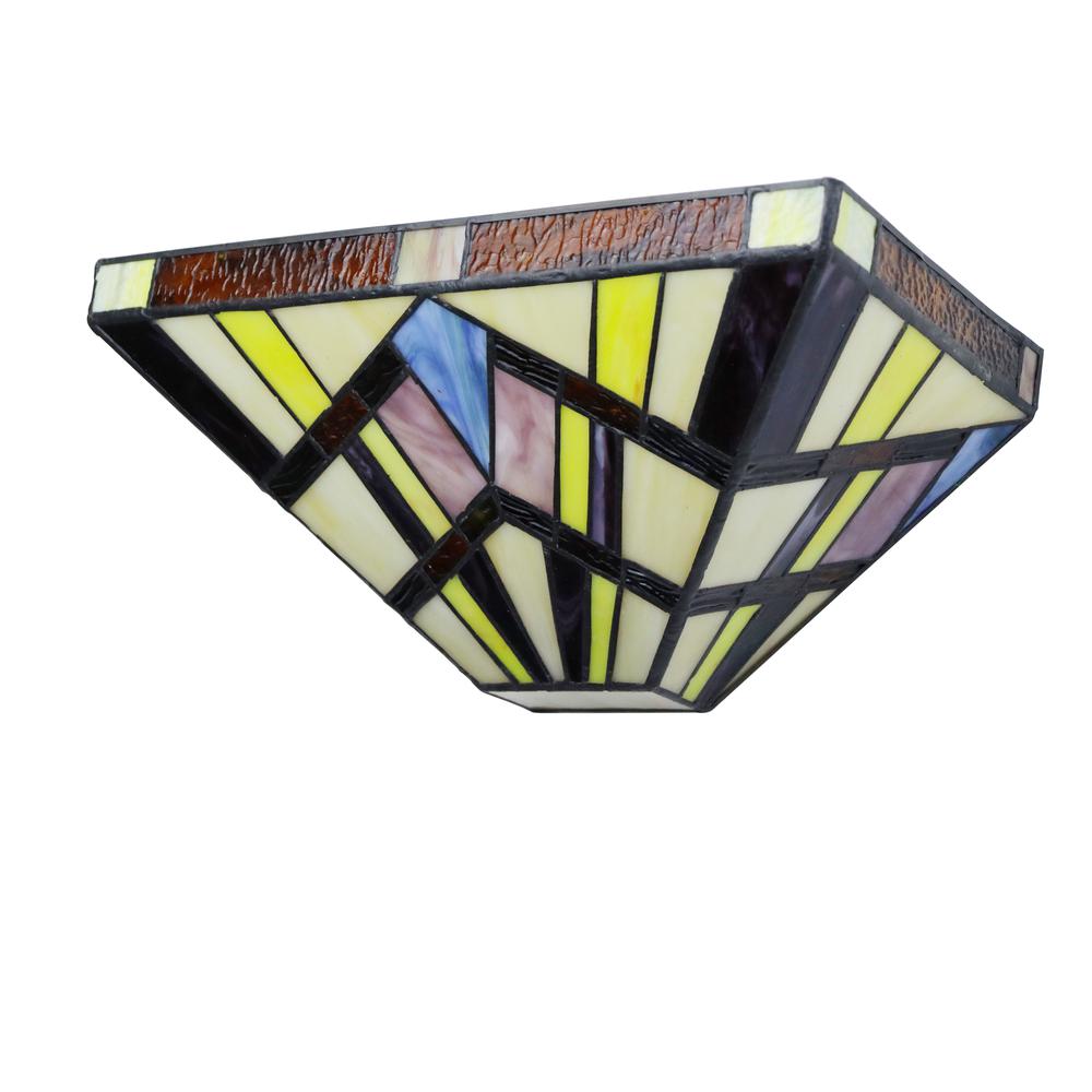 CHLOE Lighting VINCENT Mission Tiffany-style Blackish Bronze 1 Light Wall Sconce 12" Wide. Picture 4