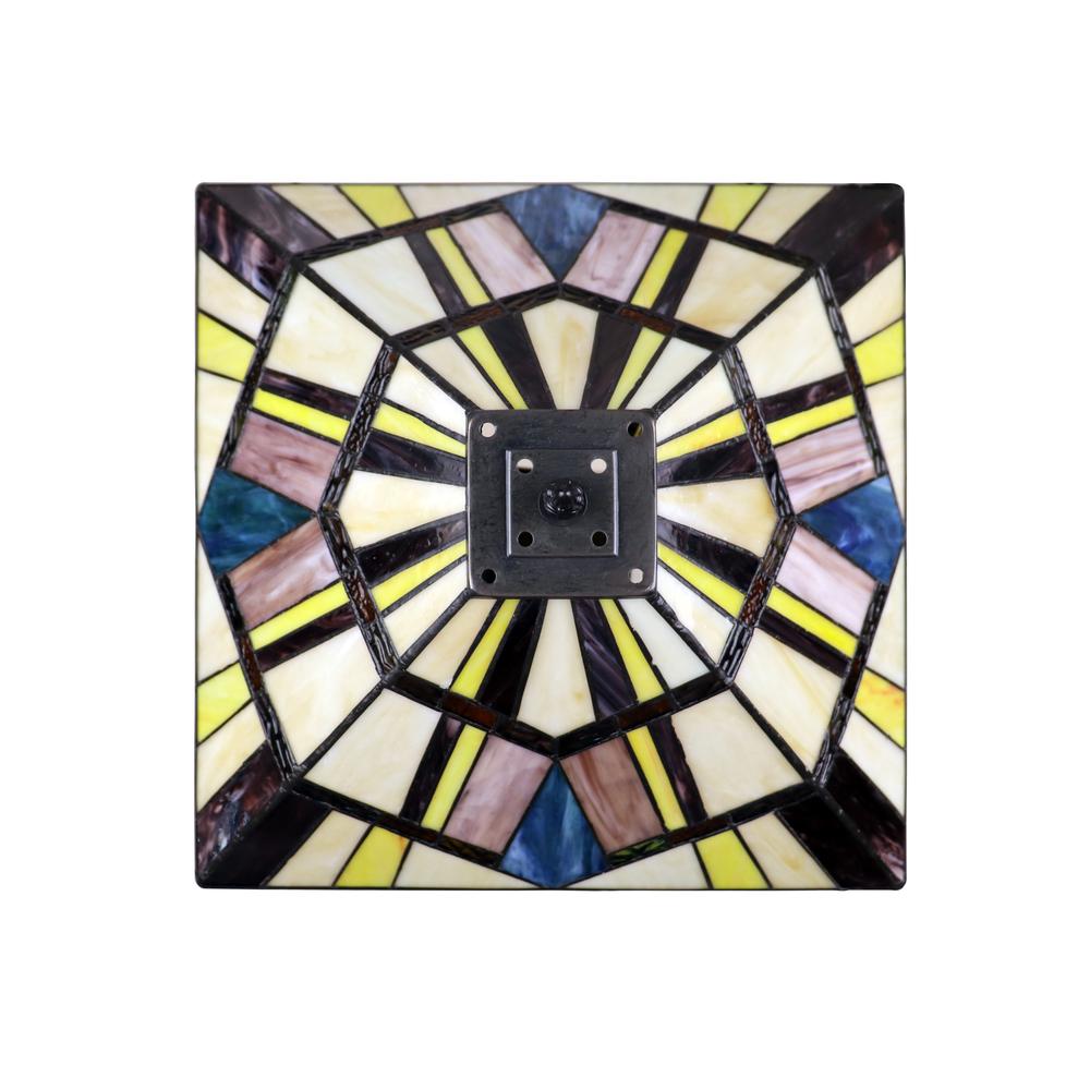 CHLOE Lighting VINCENT Tiffany-Style Blackish Bronze 3-Light Mission Double-Lit Table Lamp 16" Shade. Picture 3