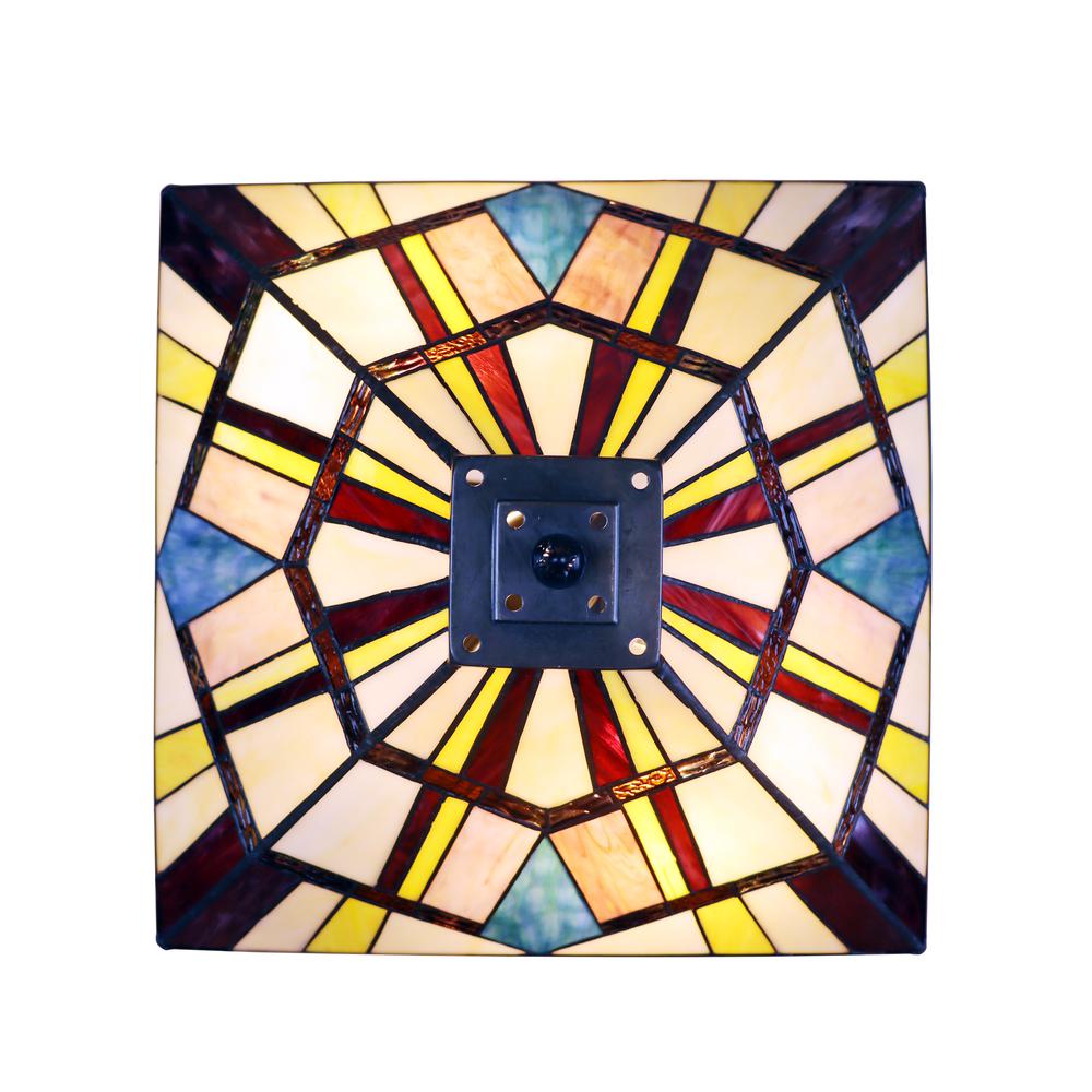CHLOE Lighting VINCENT Tiffany-Style Blackish Bronze 2-Light Mission Table Lamp 16" Shade. Picture 4