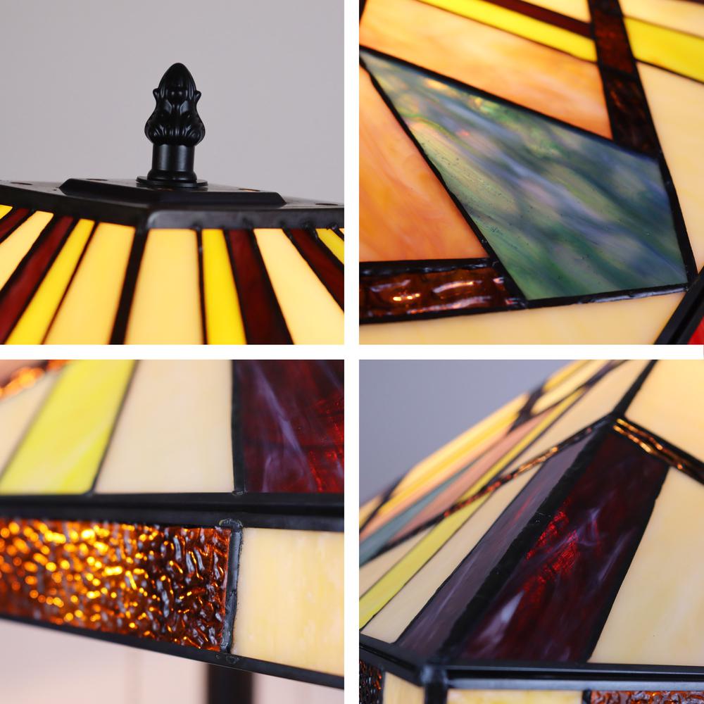 CHLOE Lighting VINCENT Tiffany-Style Blackish Bronze 2-Light Mission Floor Lamp 18" Shade. Picture 3