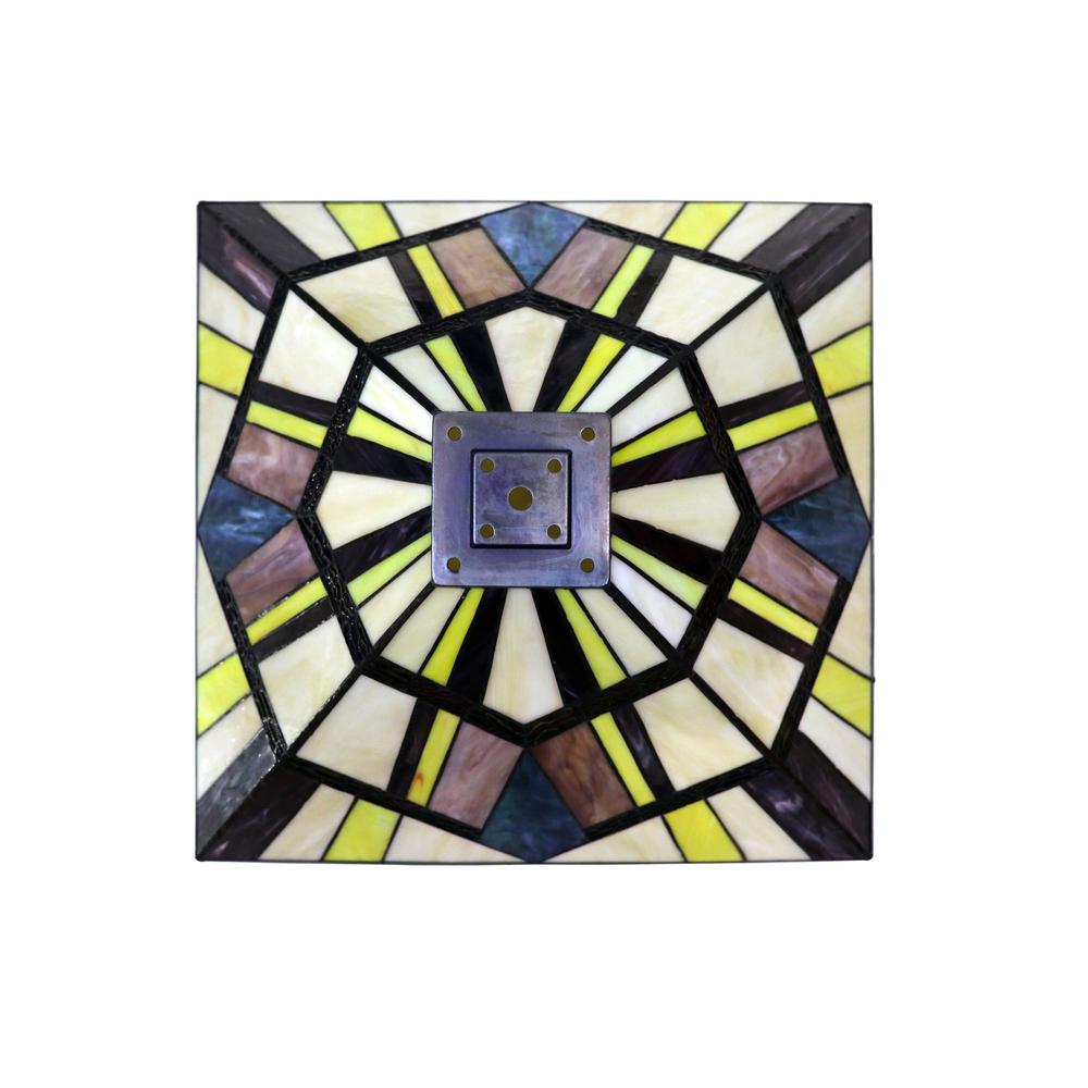 CHLOE Lighting VINCENT Tiffany-Style Blackish Bronze 2-Light Mission Floor Lamp 18" Shade. Picture 4