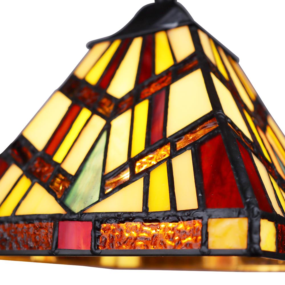 CHLOE Lighting VINCENT Mission Tiffany-style Blackish Bronze 3 Light Chandelier 27" Wide. Picture 3