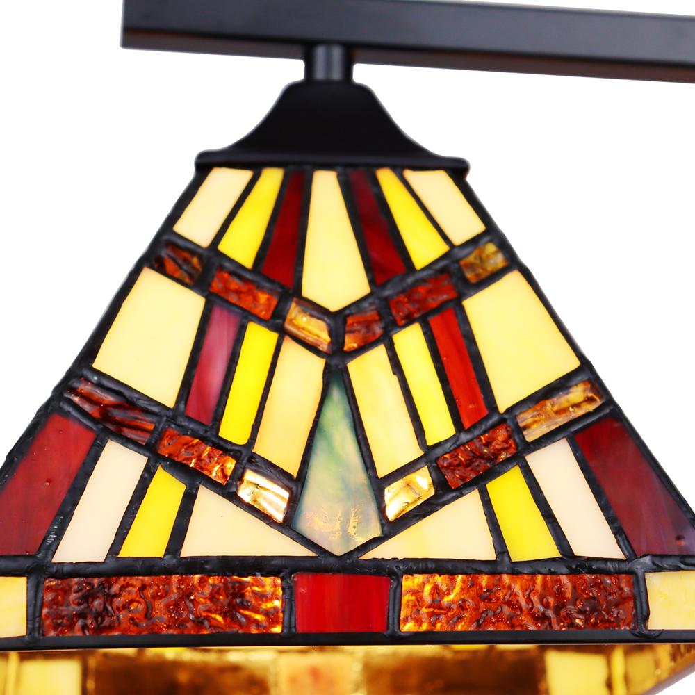 CHLOE Lighting VINCENT Mission Tiffany-style Blackish Bronze 3 Light Chandelier 27" Wide. Picture 4