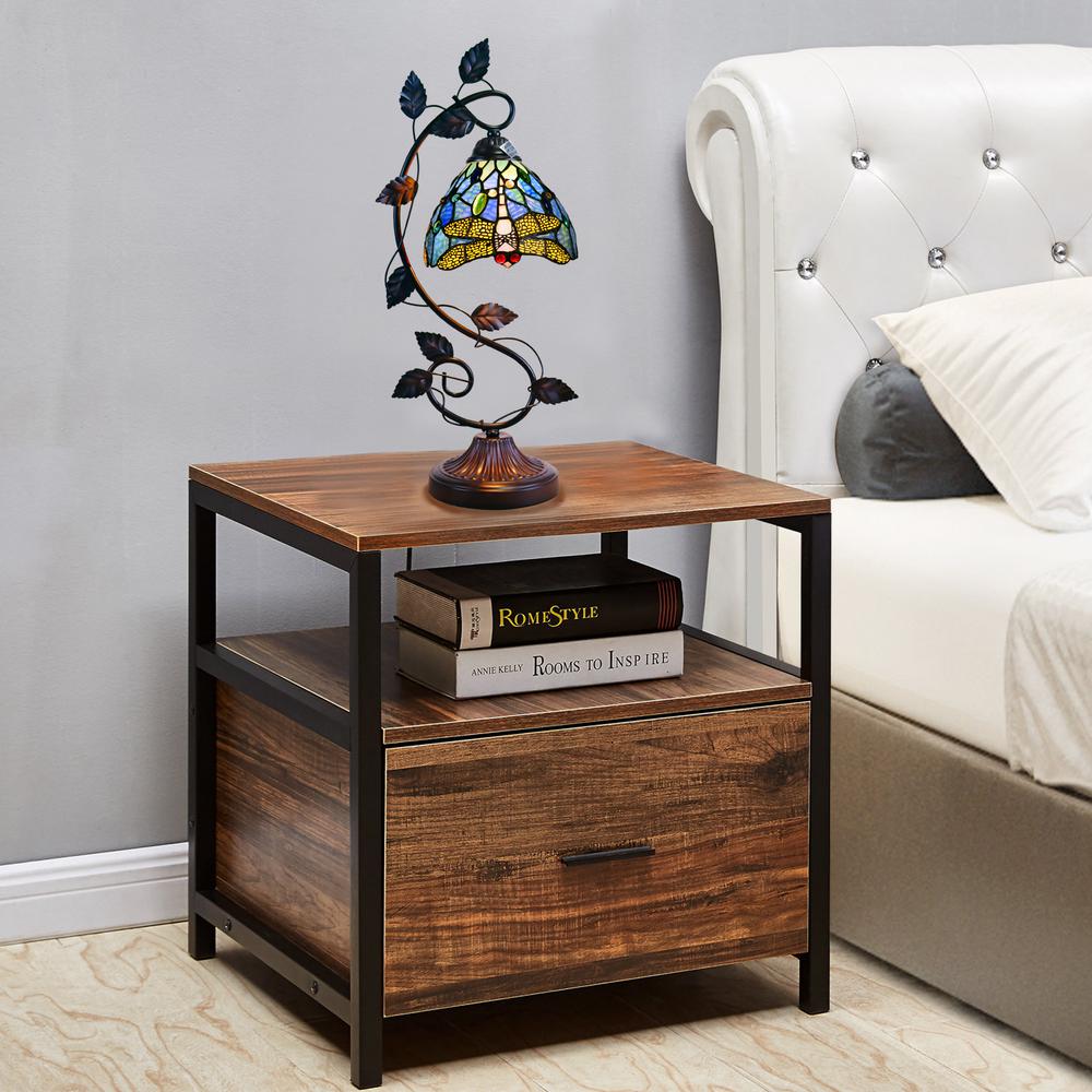CHLOE Lighting SUNNIVA Dragonfly Tiffany-Style 1 Light Accent Table Lamp 8" Wide. Picture 6