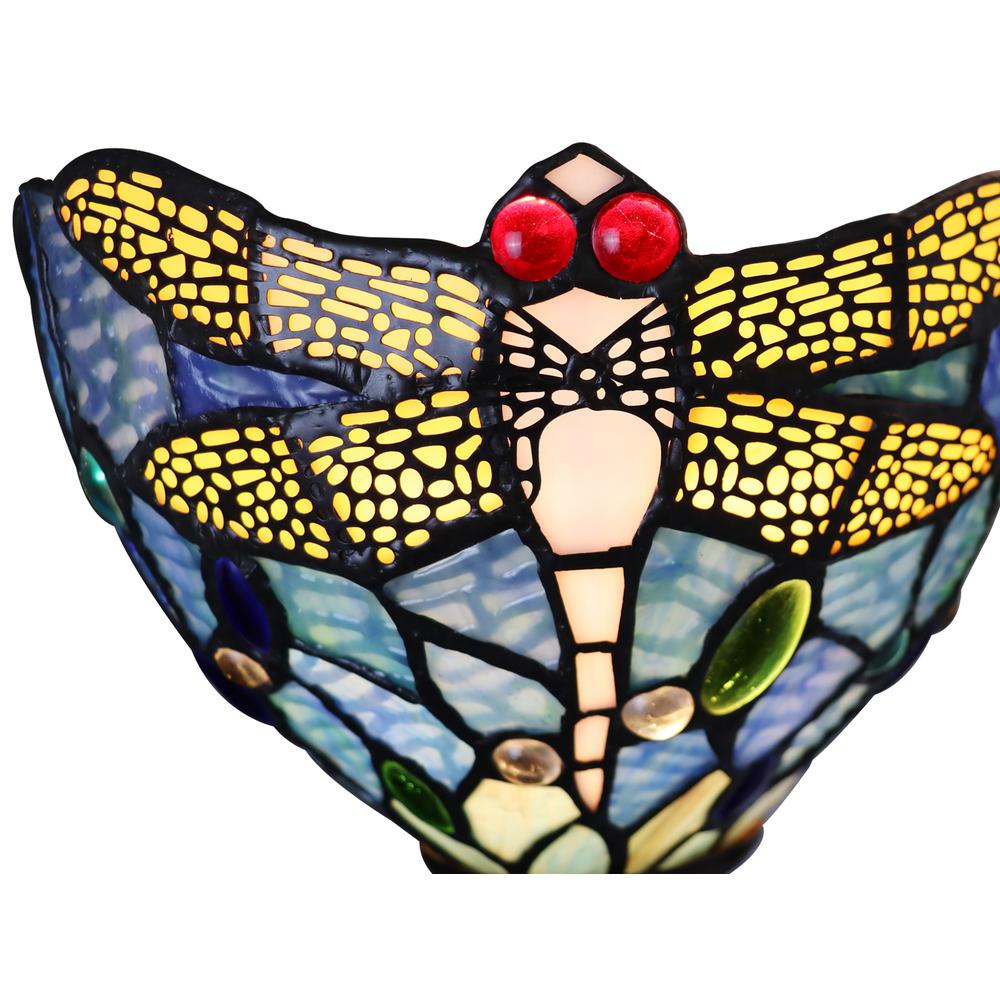 CHLOE Lighting SUNNIVA Dragonfly Tiffany-Style Dark Bronze 1 Light Wall Sconce 8" Wide. Picture 4
