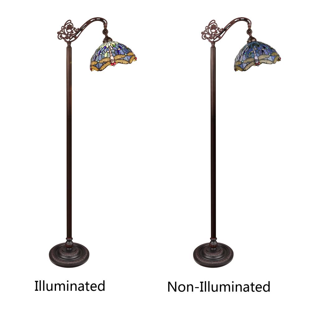 SUNNIVA Dragonfly-Style 1-Light Dark Bronze Finish Reading Floor Lamp 11" Shade. Picture 3