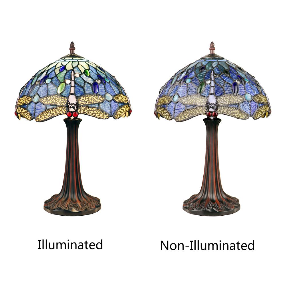 CHLOE Lighting SUNNIVA Dragonfly-Style Dark Bronze 1 Light Table Lamp 12" Wide. Picture 5