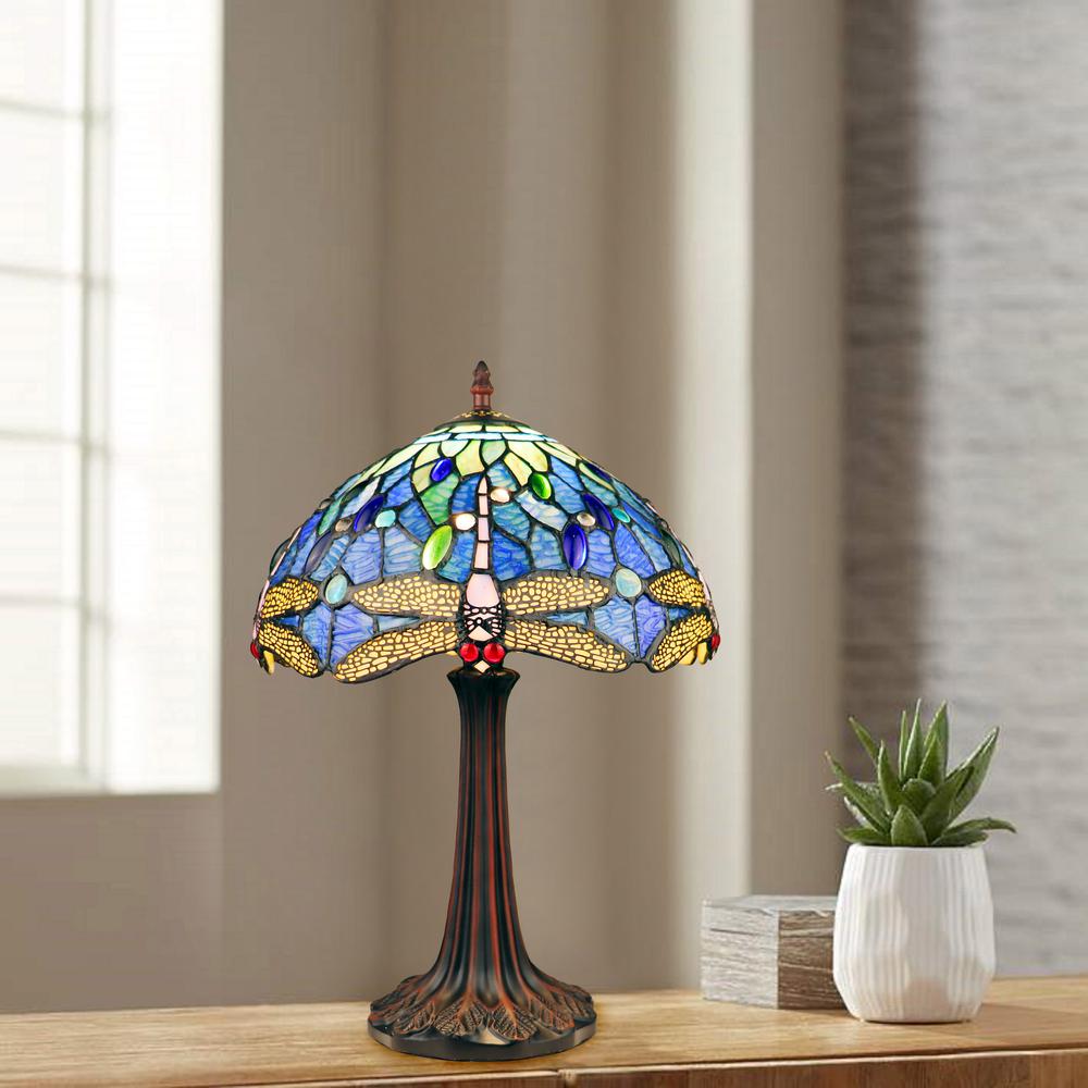 CHLOE Lighting SUNNIVA Dragonfly-Style Dark Bronze 1 Light Table Lamp 12" Wide. Picture 6