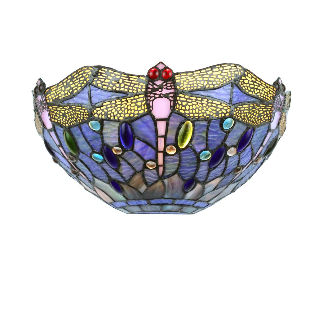 CHLOE Lighting SUNNIVA Dragonfly Tiffany-Style 1 Light Wall Sconce 12" Wide. Picture 1