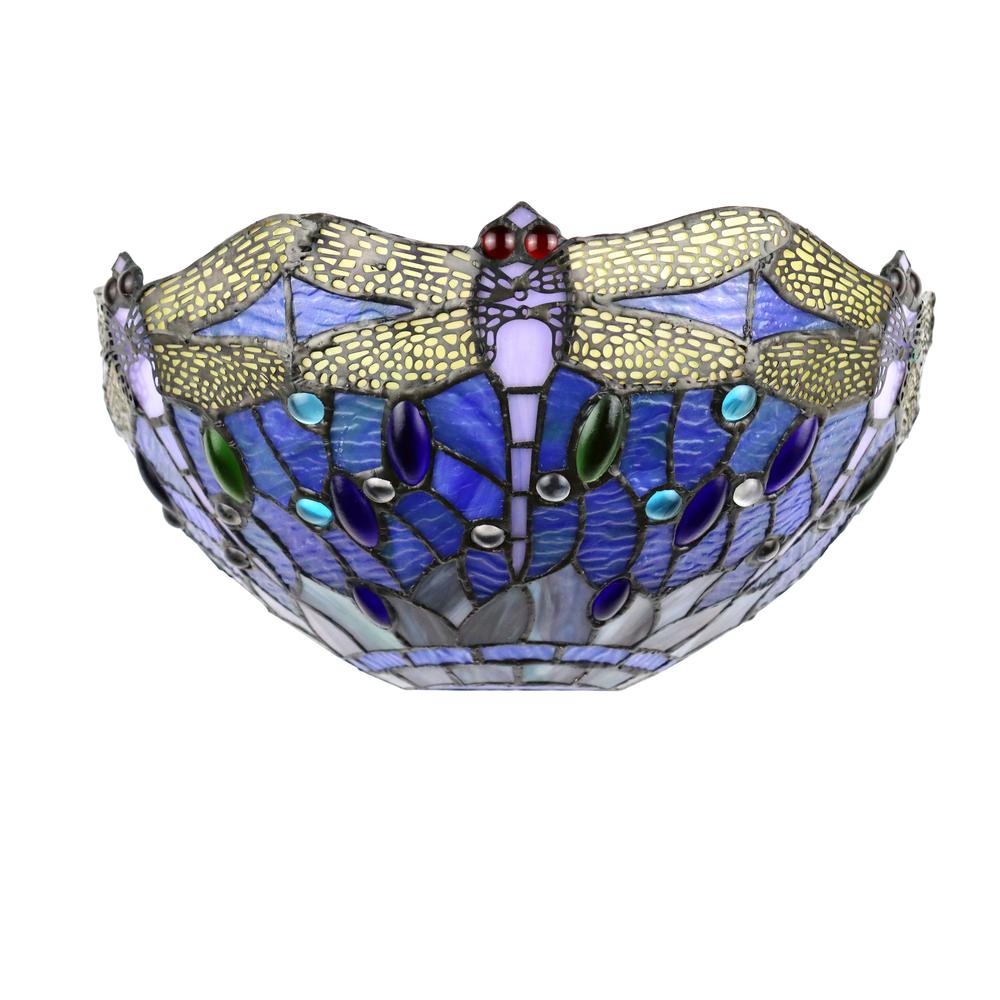 CHLOE Lighting SUNNIVA Dragonfly Tiffany-Style 1 Light Wall Sconce 12" Wide. Picture 2