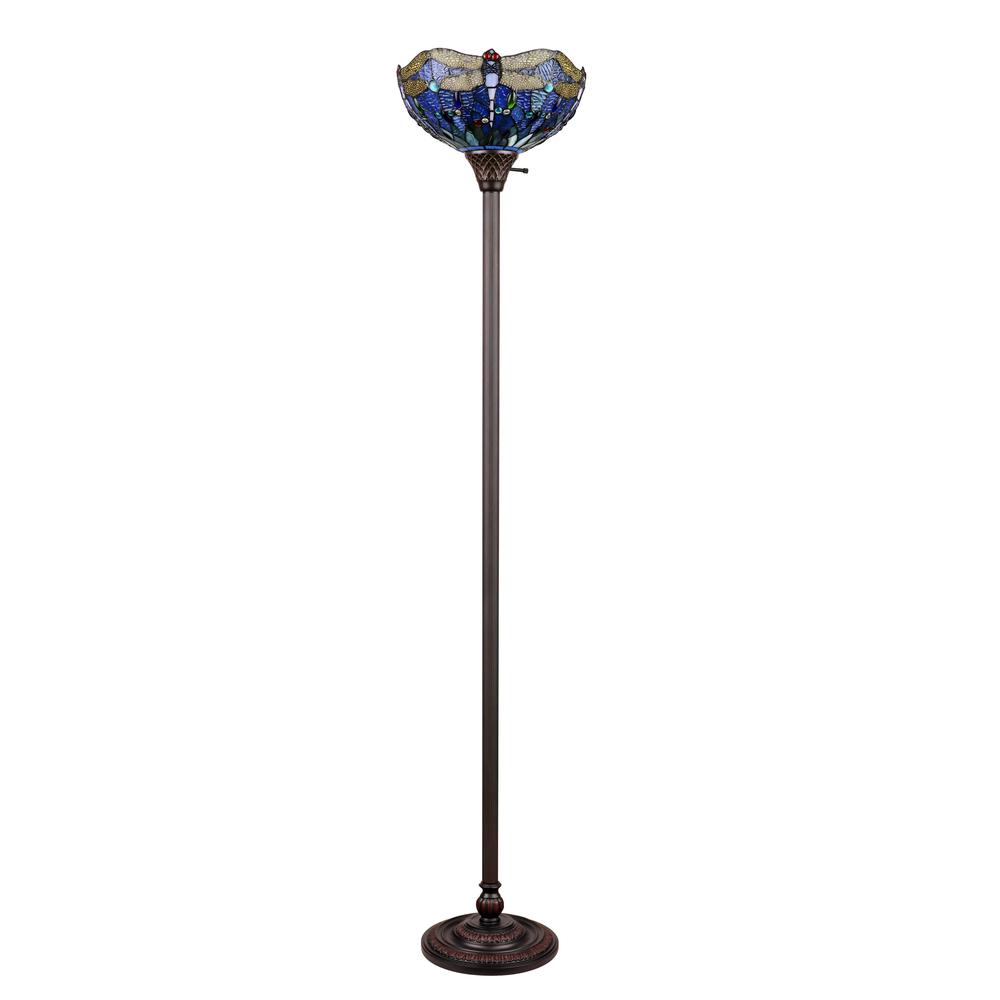 CHLOE Lighting SUNNIVA Dragonfly-Style Dark Bronze 1 Light Torchiere Floor Lamp 14" Wide. Picture 2