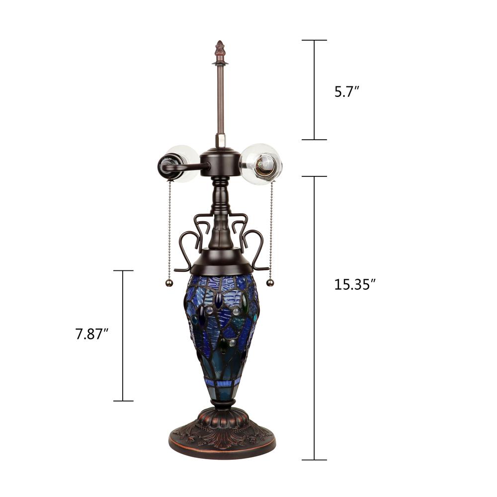 CHLOE Lighting SUNNIVA Dragonfly-Style Dark Bronze 3 Light Double Lit Table Lamp 16" Wide. Picture 8