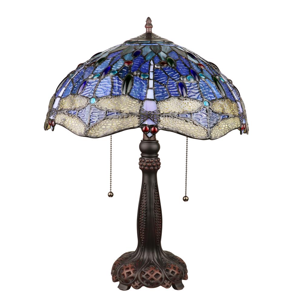 CHLOE Lighting SUNNIVA Dragonfly-Style Dark Bronze 2 Light Table Lamp 16" Wide. Picture 2