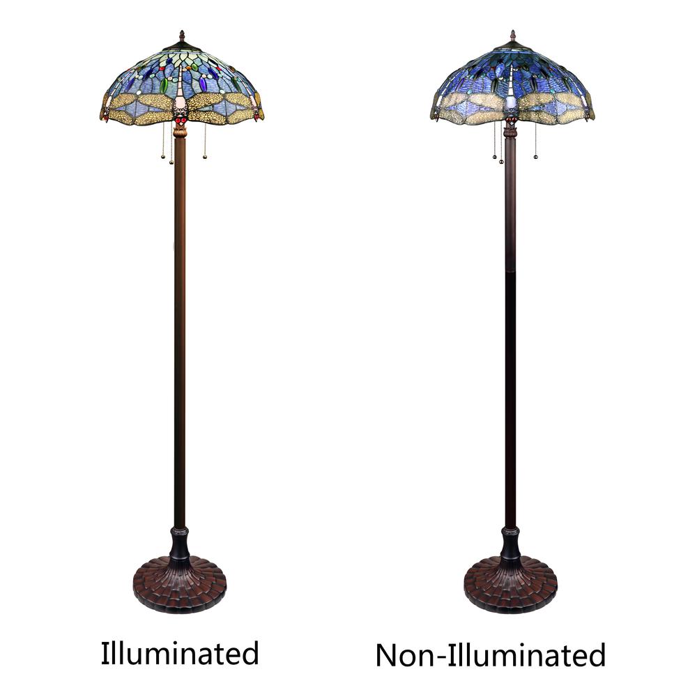 CHLOE Lighting SUNNIVA Dragonfly-Style Dark Bronze 3 Light Floor Lamp 18" Wide. Picture 5