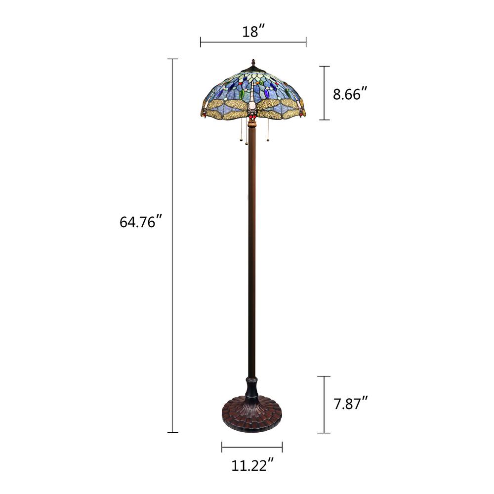 CHLOE Lighting SUNNIVA Dragonfly-Style Dark Bronze 3 Light Floor Lamp 18" Wide. Picture 7