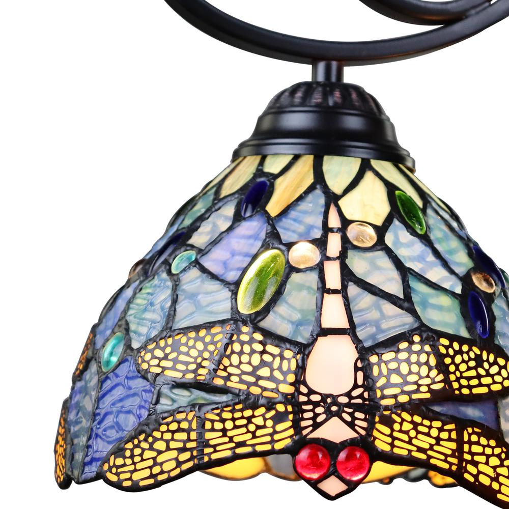 CHLOE Lighting SUNNIVA Dragonfly Tiffany-Style Dark Bronze 5 Light Chandelier 25" Wide. Picture 3